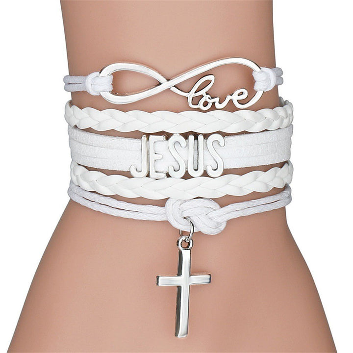 Christianartworkshop Jesus Hand Knit Multi-Layer Cross Bracelet - White - image 5