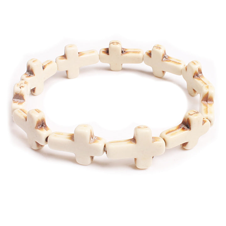 Christianartworkshop Bohemian Cross Turquoise Beaded Bracelet - Beige - image 6