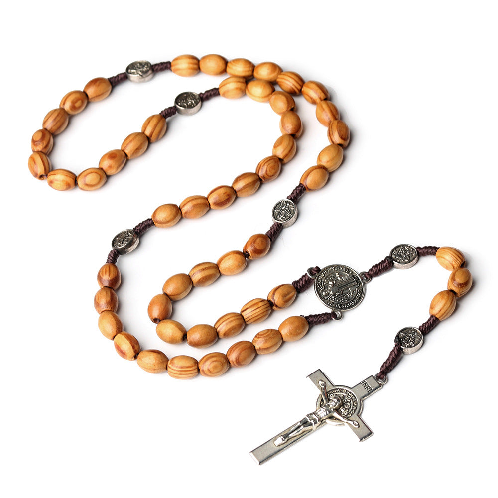 St. Benedict Natural Olive Wood Rosary with Crucifix - 1 - image 1