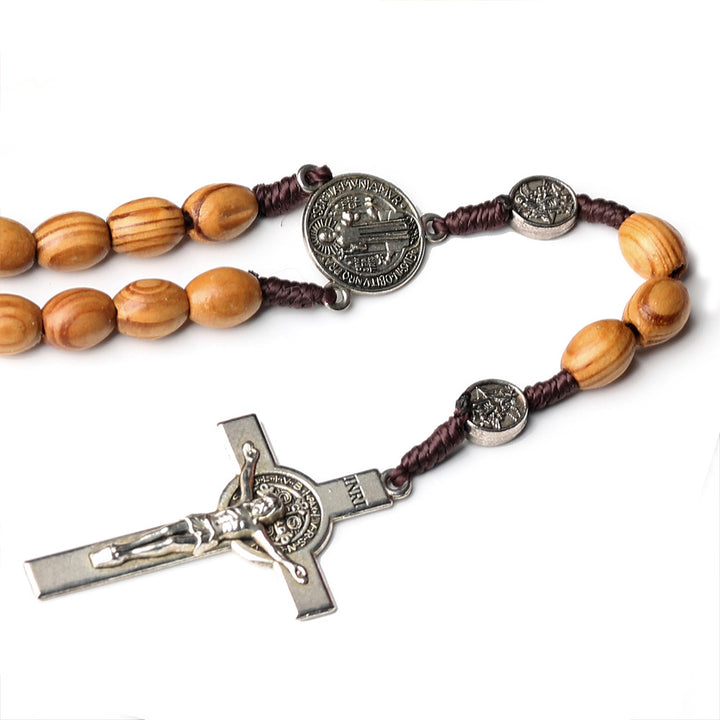 St. Benedict Natural Olive Wood Rosary with Crucifix - image 4