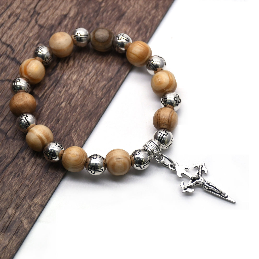 Christianartworkshop Crucifix Charm Pine Wood Rosary Beads - Crucifix - image 1