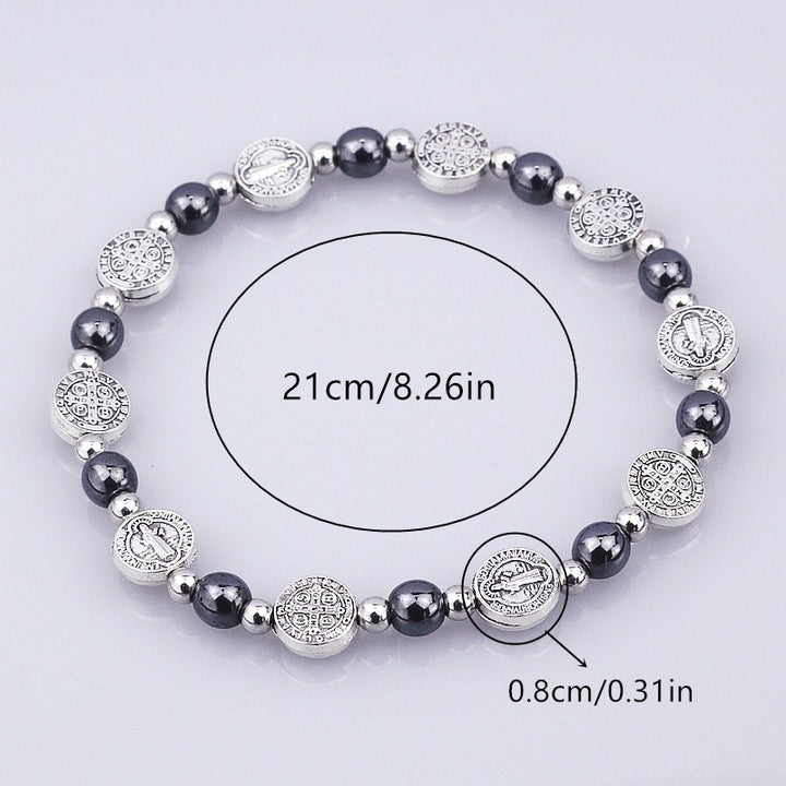 Christianartworkshop Black Gallstone St. Benedict Rosary Bracelet - image 4