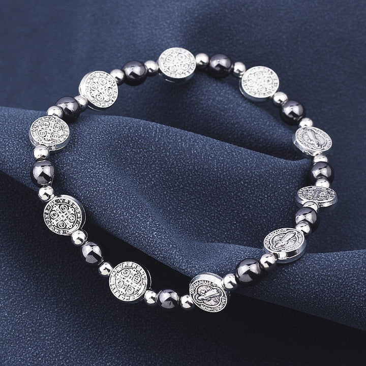 Christianartworkshop Black Gallstone St. Benedict Rosary Bracelet - image 3