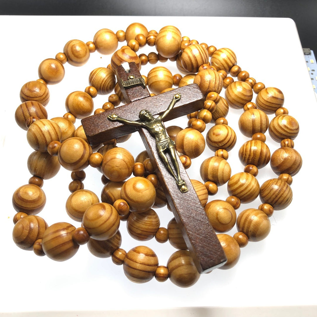 Handmade Olive Wood Crucifix Prayer Rosary - Camel - image 1