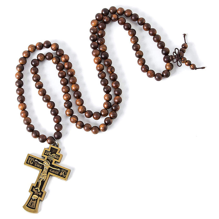 Christianartworkshop Cross Pendant Olive Wood Bead Rosary - image 4