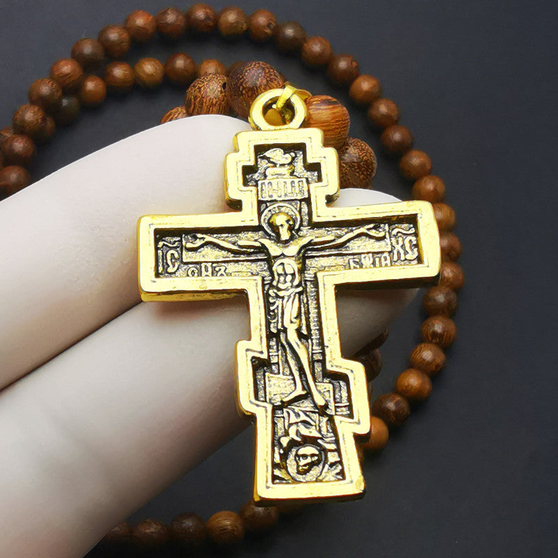 Christianartworkshop Cross Pendant Olive Wood Bead Rosary - image 2