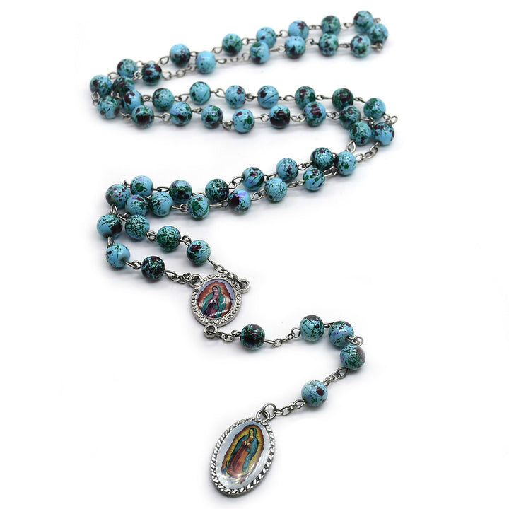 Our Lady Of Guadalupe Blue Glass Beads Rosary - image 5