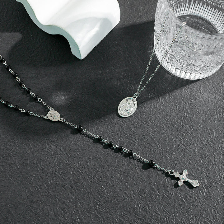 Christianartworkshop Layered Cross Black Bead Necklace - image 3