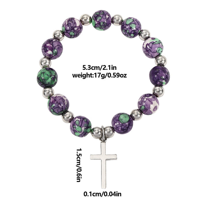 Christianartworkshop Crucifix Prayer Beaded Purple Stones Bracelet - image 6