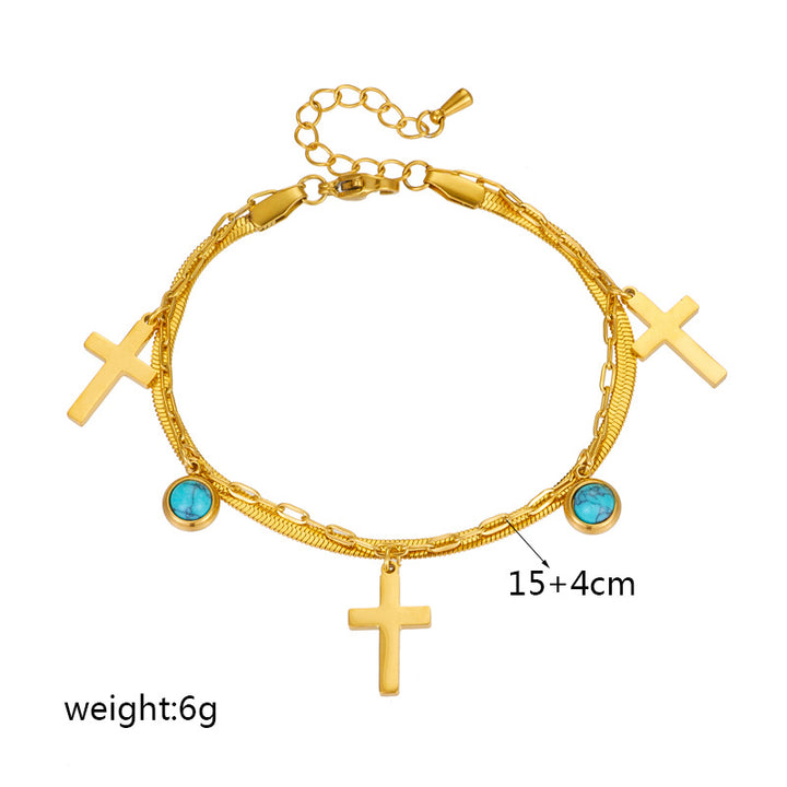 Christianartworkshop Turquoise Embellished Double Layer Bracelet - image 6
