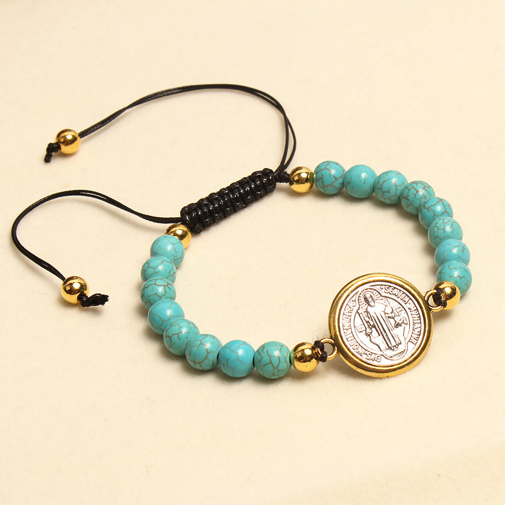 Christianartworkshop Turquoise St. Benedict Prayer Blessing Beaded Bracelet - image 2