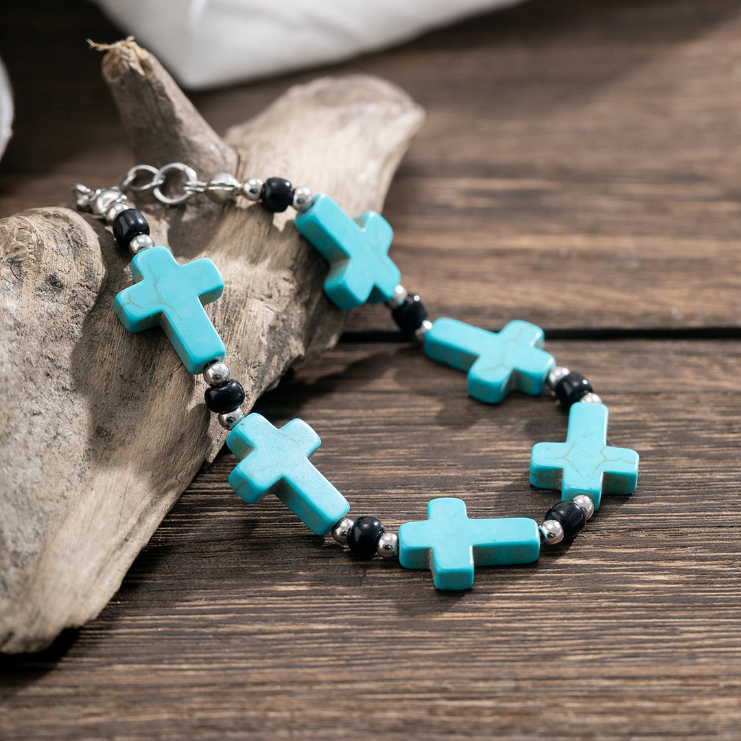 Christianartworkshop Crucifix Prayer Beaded Turquoise Bracelet - image 4