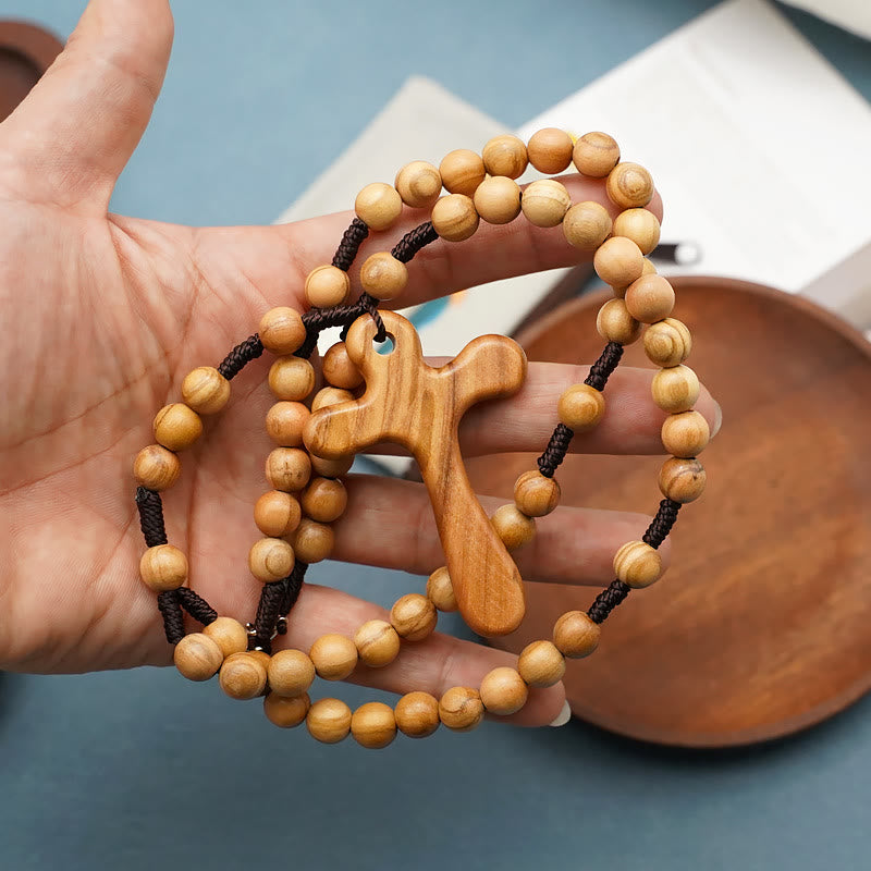 Christianartworkshop Handmade Polished Olive Wood Cross Car Rosary - Quality Olive Beads - image 1