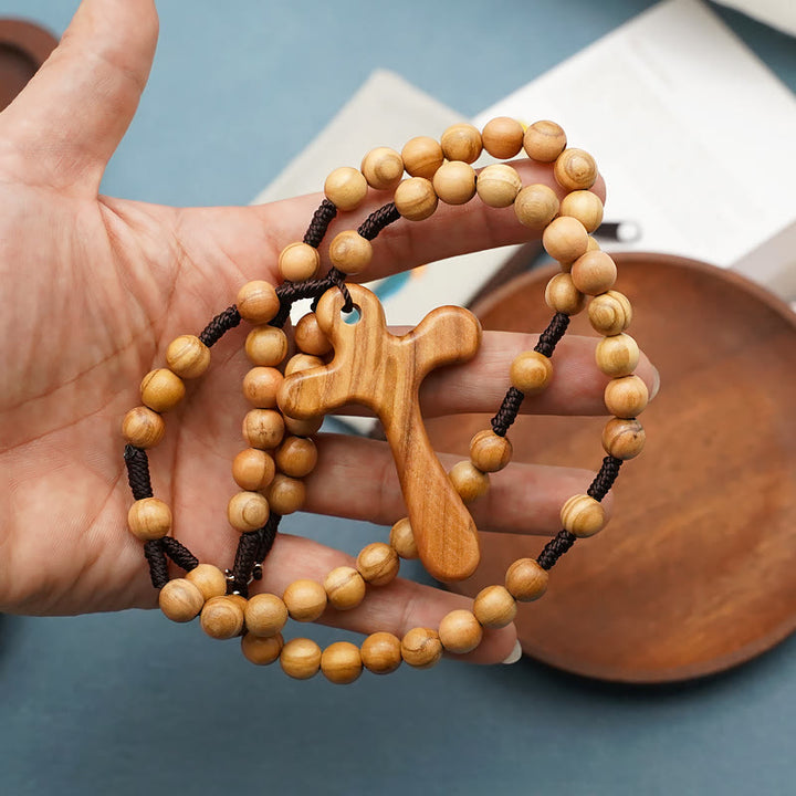 Christianartworkshop Handmade Polished Olive Wood Cross Car Rosary - Quality Olive Beads - image 1