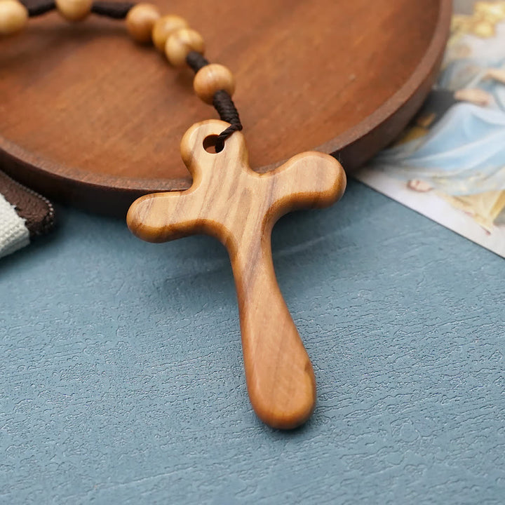 Christianartworkshop Handmade Polished Olive Wood Cross Car Rosary - image 2