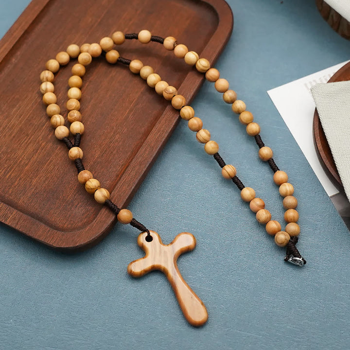 Christianartworkshop Handmade Polished Olive Wood Cross Car Rosary - image 4