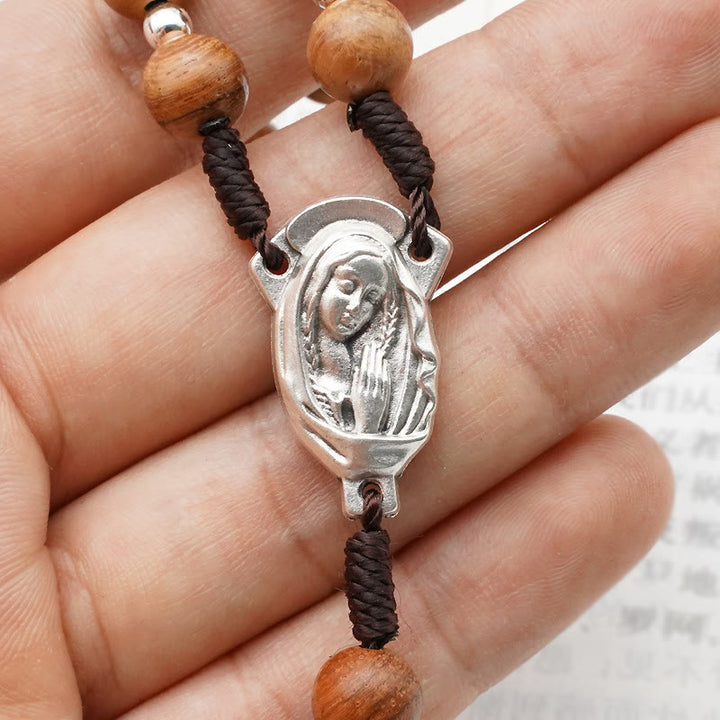 Christianartworkshop Evangelistic: Handmade Olive Wood Rosary of the Blessed Mother - image 3