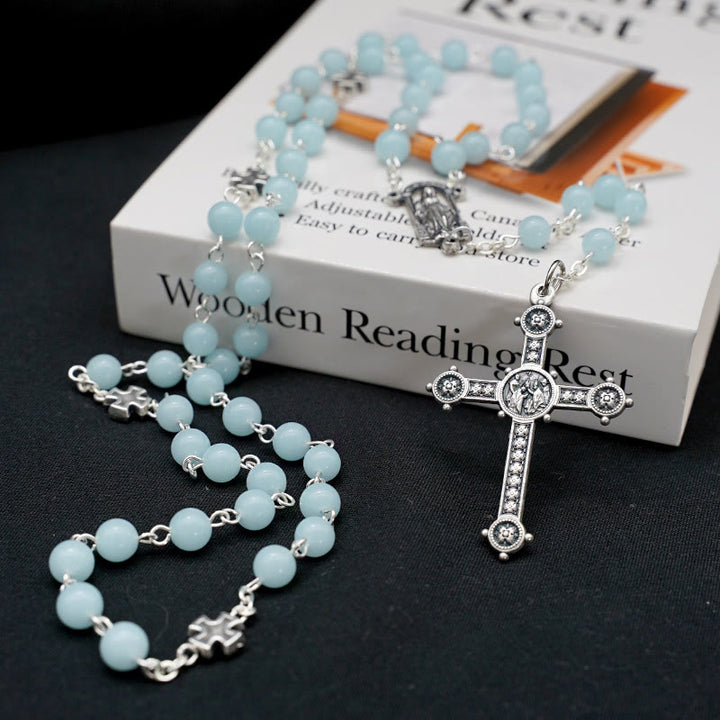Christianartworkshop Luminous Beads Christian Prayer Rosary - Light Blue - image 6