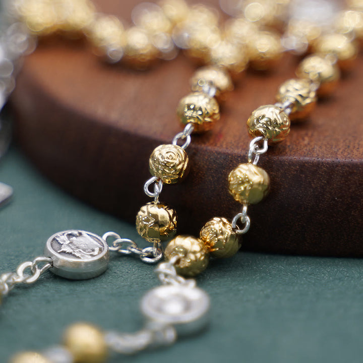 Christianartworkshop Handmade Alloy Gold Prayer Beads with Jesus Shepherd Crucifix Rosary - image 4