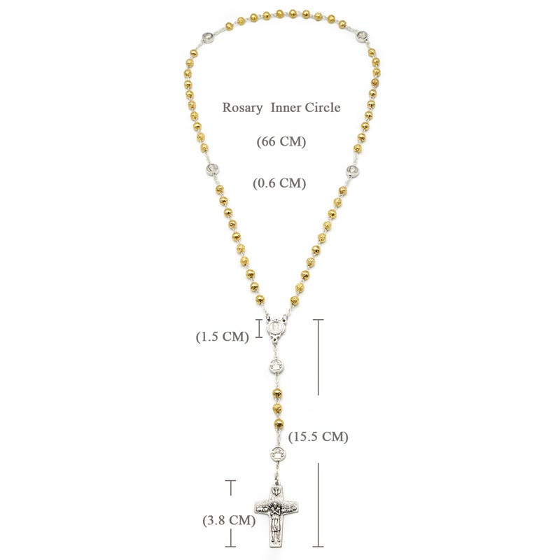 Christianartworkshop Handmade Alloy Gold Prayer Beads with Jesus Shepherd Crucifix Rosary - image 5