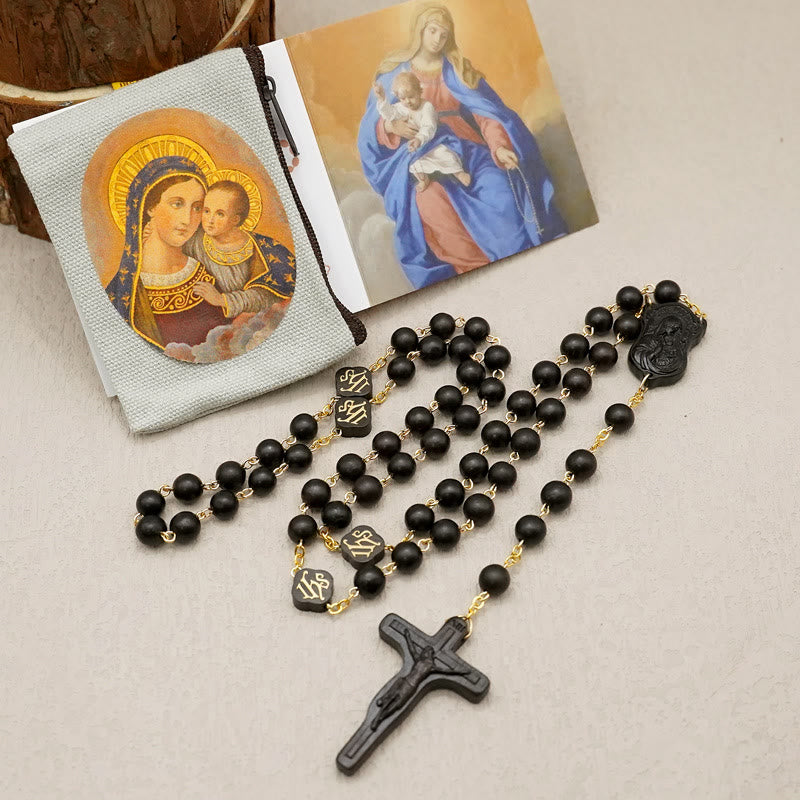 Christianartworkshop Quality Handmade Olive/Rosewood/Ebony Beads Prayer Rosary - Ebony - image 8