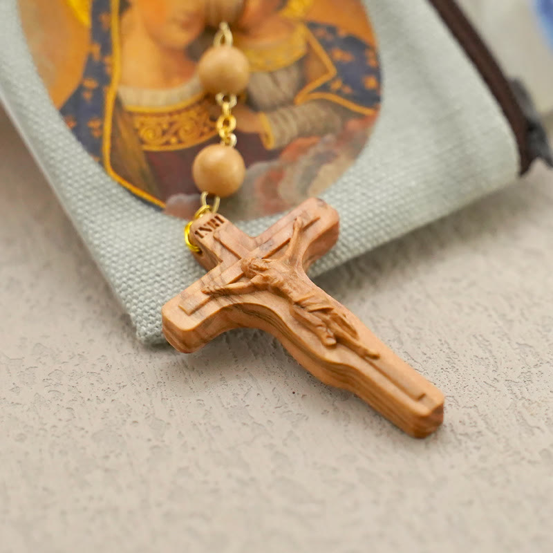 Christianartworkshop Quality Handmade Olive/Rosewood/Ebony Beads Prayer Rosary - image 2