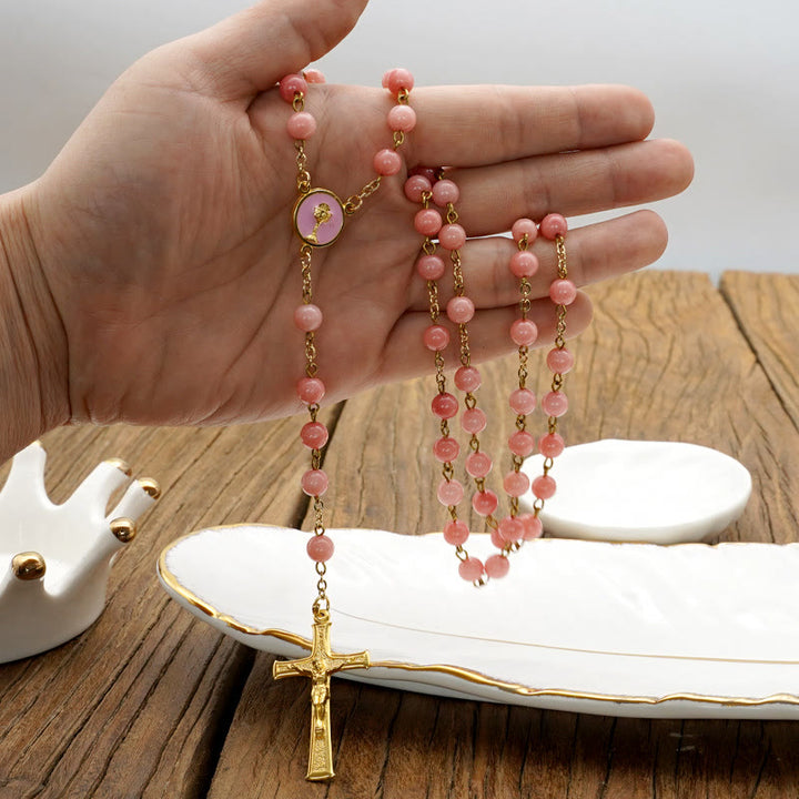 Christianartworkshop Original Handmade Red Grain Chalcedony Rosary - image 3