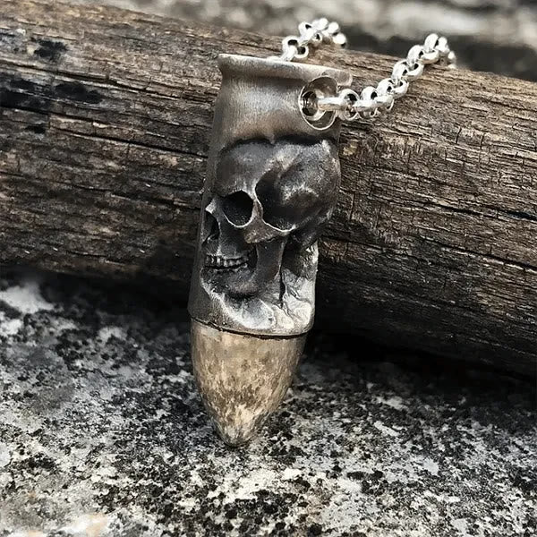 Christianartworkshop Skull and Crossbones Bullet Pendant Necklace - image 2