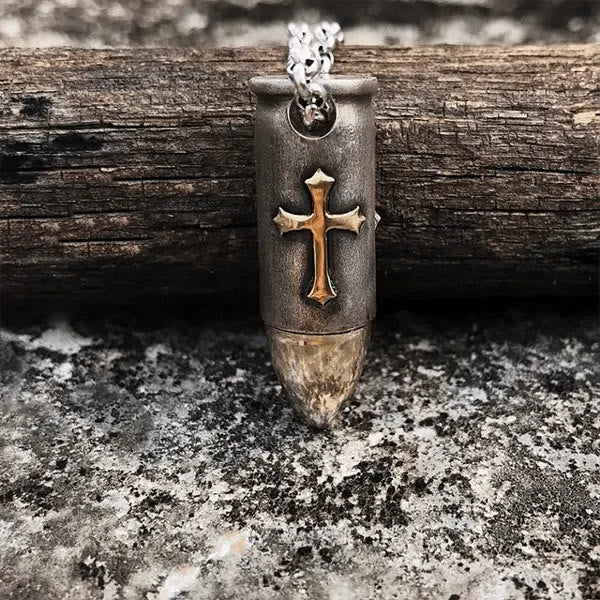 Christianartworkshop Skull and Crossbones Bullet Pendant Necklace - image 3
