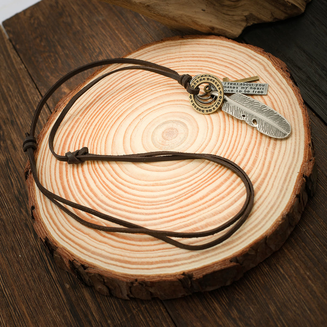 Christianartworkshop Feather Cross Pendant Leather Necklace - image 4