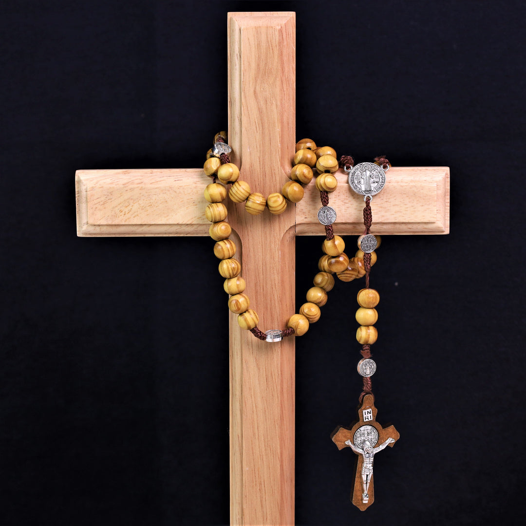 Olive Wood Saint Benedict Bead Rosary and Cross - image 8