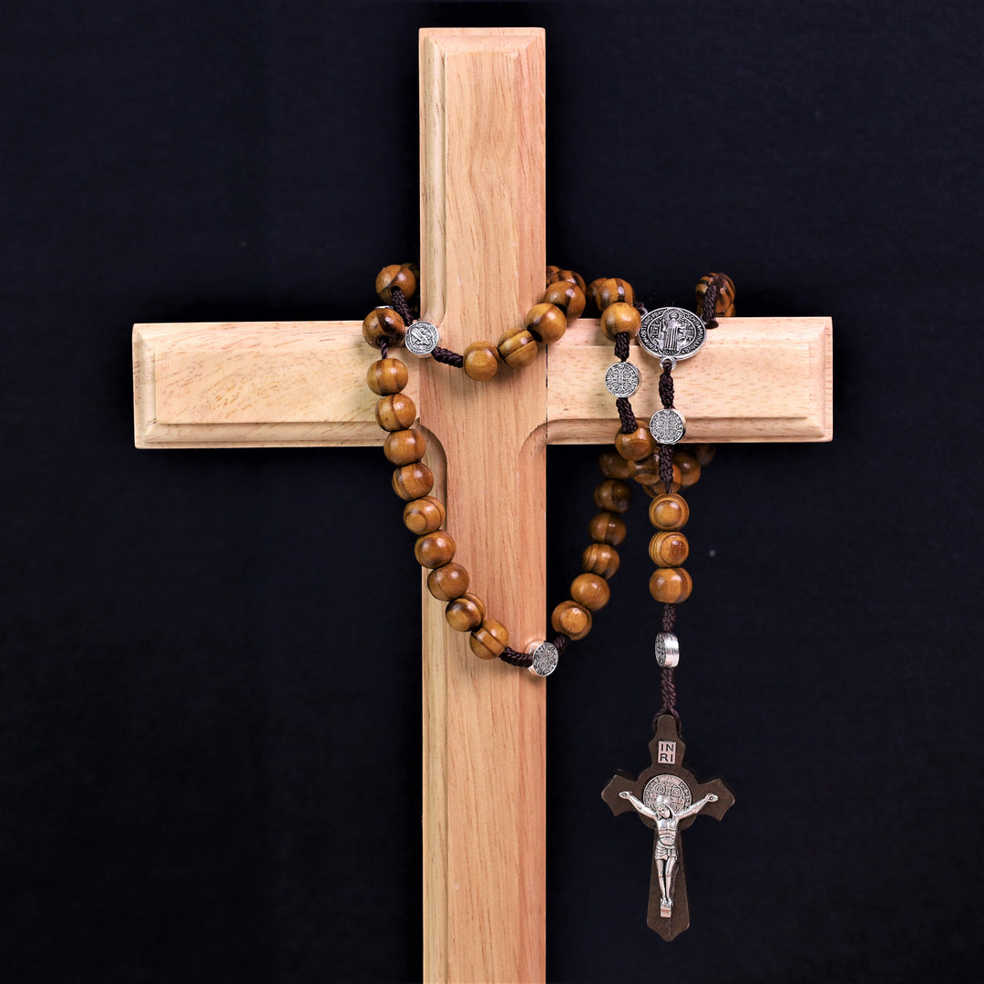 Olive Wood Saint Benedict Bead Rosary and Cross - image 7