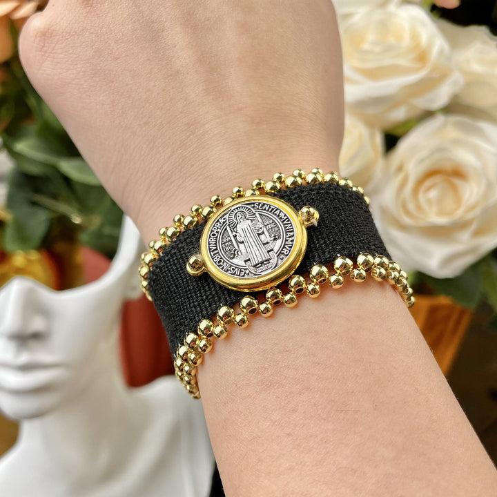 Handmade St. Benedict Protection Braided Bracelet - Black - image 3