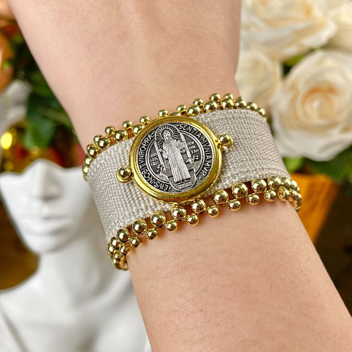 Handmade St. Benedict Protection Braided Bracelet - Grey - image 4