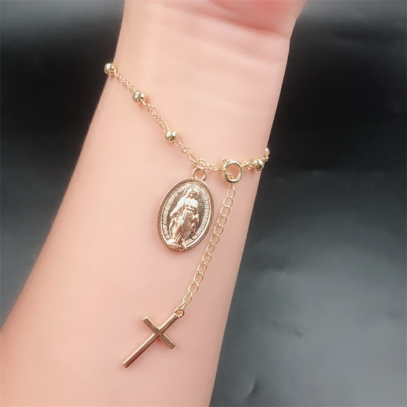 Christianartworkshop Virgin Mary Medal & Cross Adjustable Simple Casual Bracelet - image 8