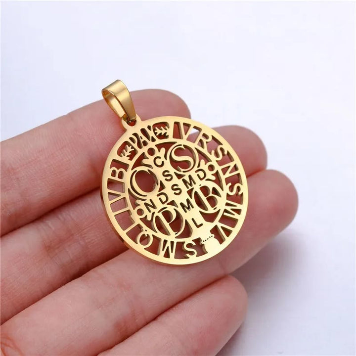 Christianartworkshop St. Benedict Symbol Openwork Pendant Necklace - image 8