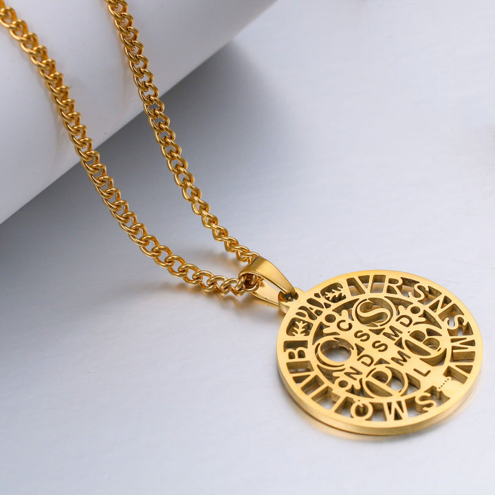 Christianartworkshop St. Benedict Symbol Openwork Pendant Necklace - image 5