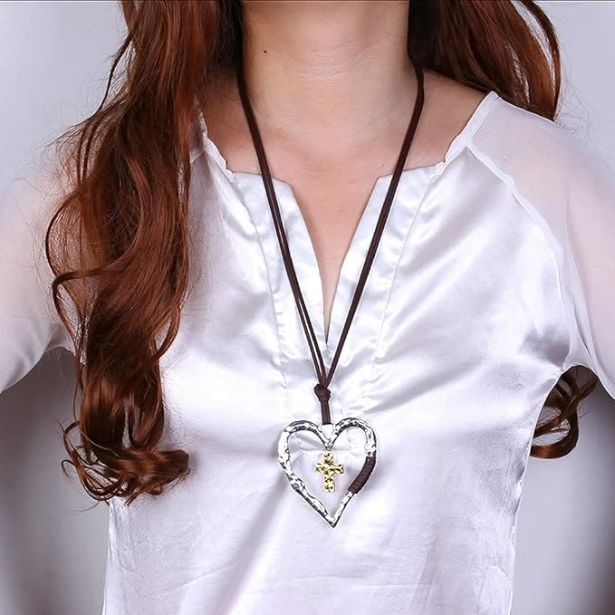 Alloy Heart Cross Pendant Necklace - image 10