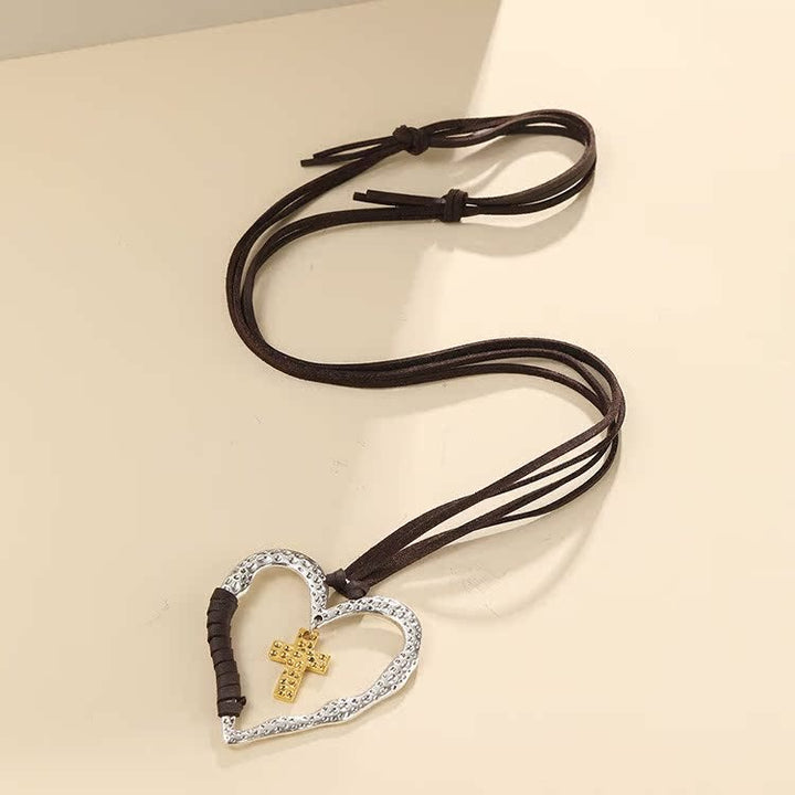 Alloy Heart Cross Pendant Necklace - image 8