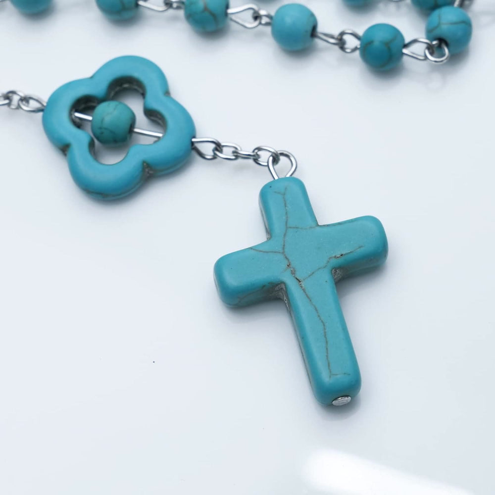 Turquoise Cross Blessing Rosary - image 2