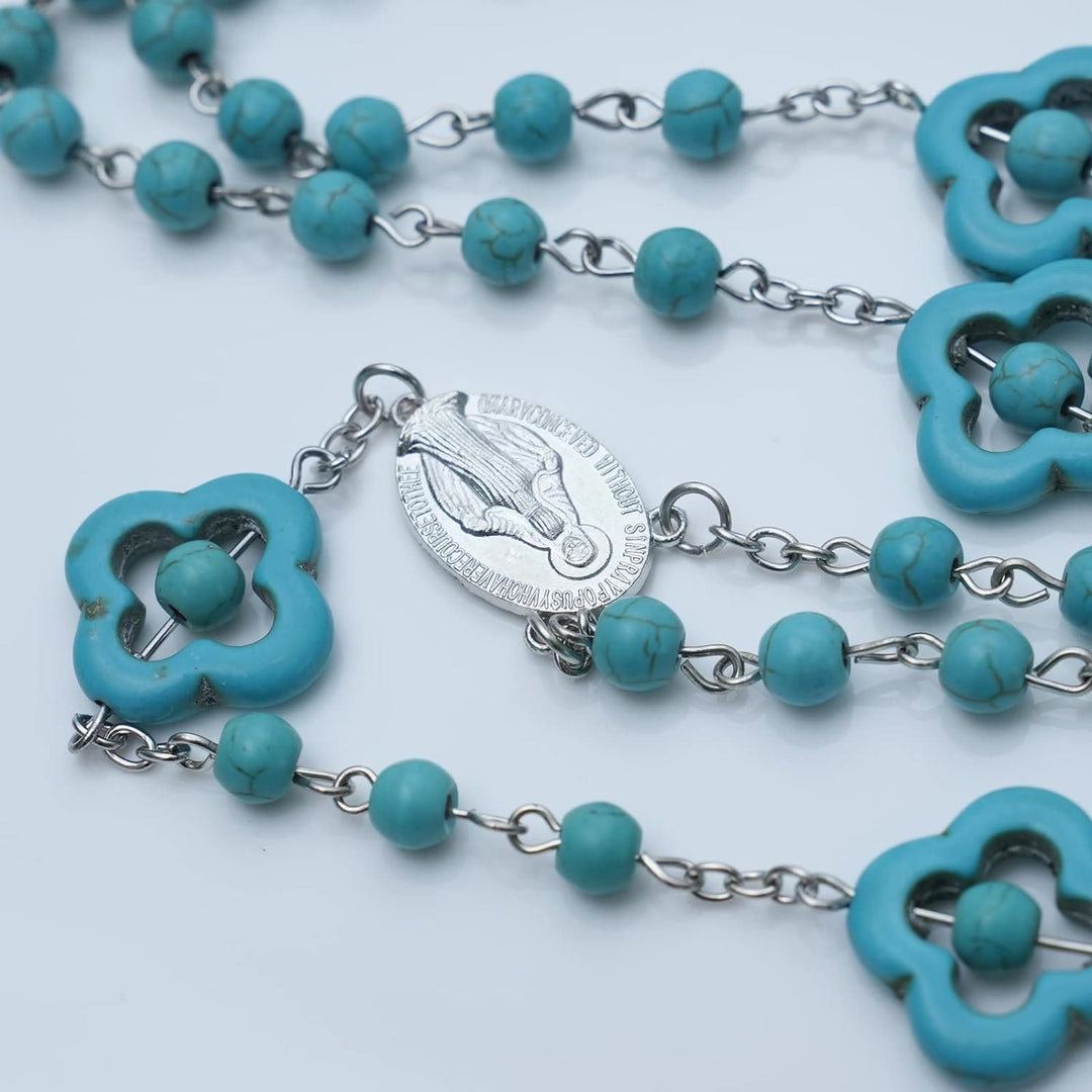 Turquoise Cross Blessing Rosary - image 3