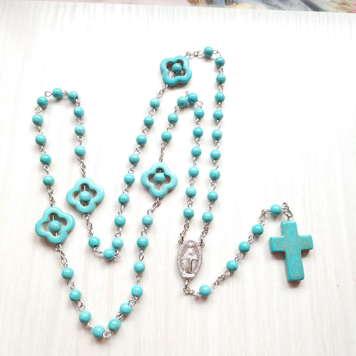 Turquoise Cross Blessing Rosary - image 7