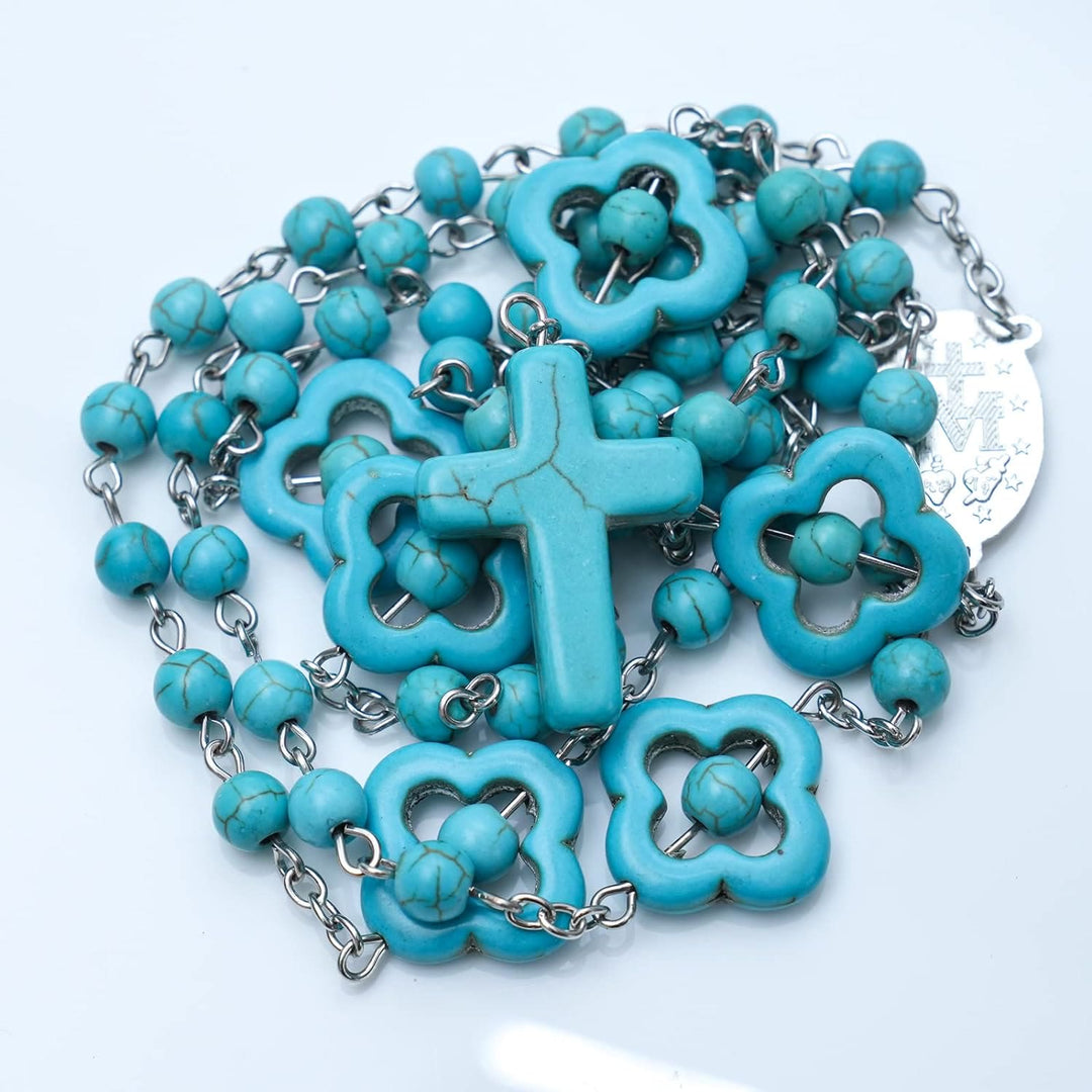 Turquoise Cross Blessing Rosary - image 4