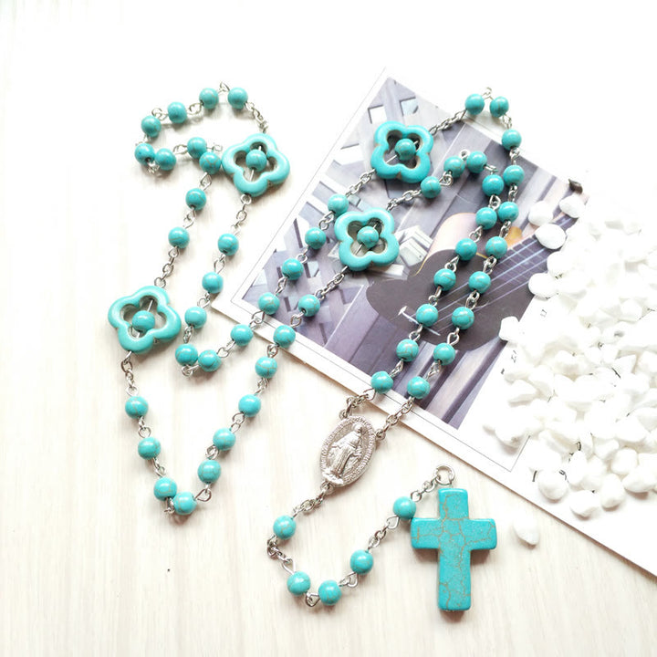 Turquoise Cross Blessing Rosary - image 6