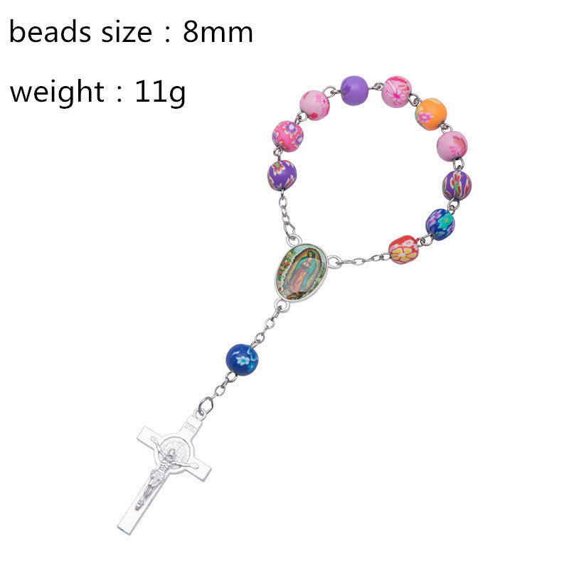 Soft Ceramic Single Decade Rosary Bracelet  - Silver - image 4