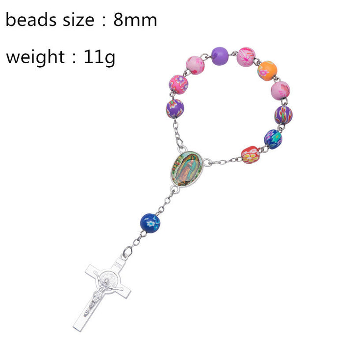 Soft Ceramic Single Decade Rosary Bracelet  - Silver - image 4