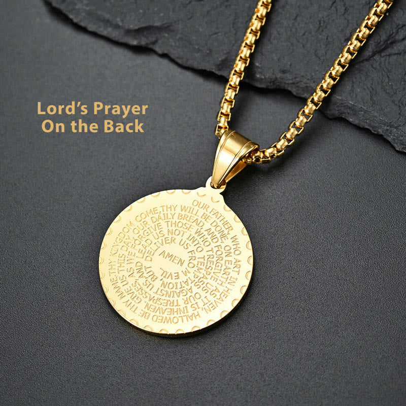 Christianartworkshop Praying Hands Round Plaque Necklace - Golden - image 4