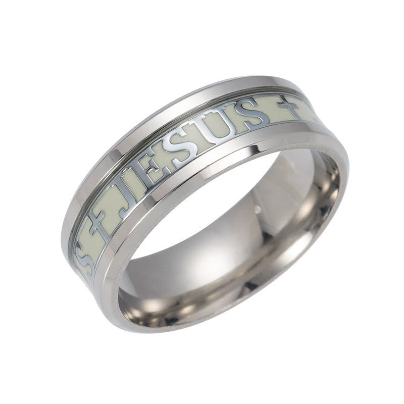 Christianartworkshop Luminous "JESUS" Printed Stainless Steel Ring - US13 - Silver - image 11