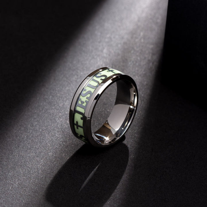 Christianartworkshop Luminous "JESUS" Printed Stainless Steel Ring - image 2