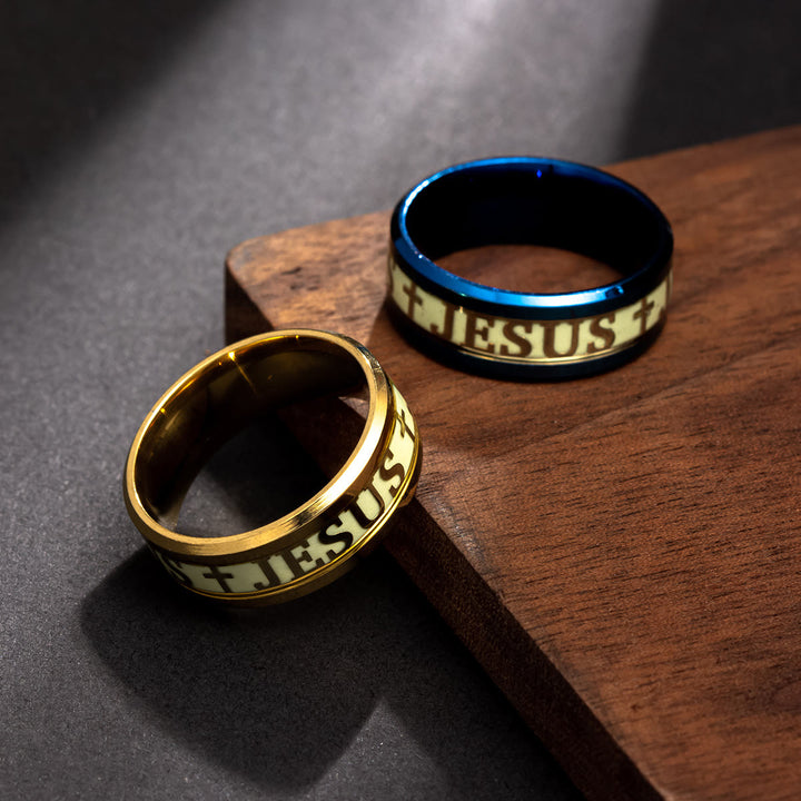 Christianartworkshop Luminous "JESUS" Printed Stainless Steel Ring - image 6